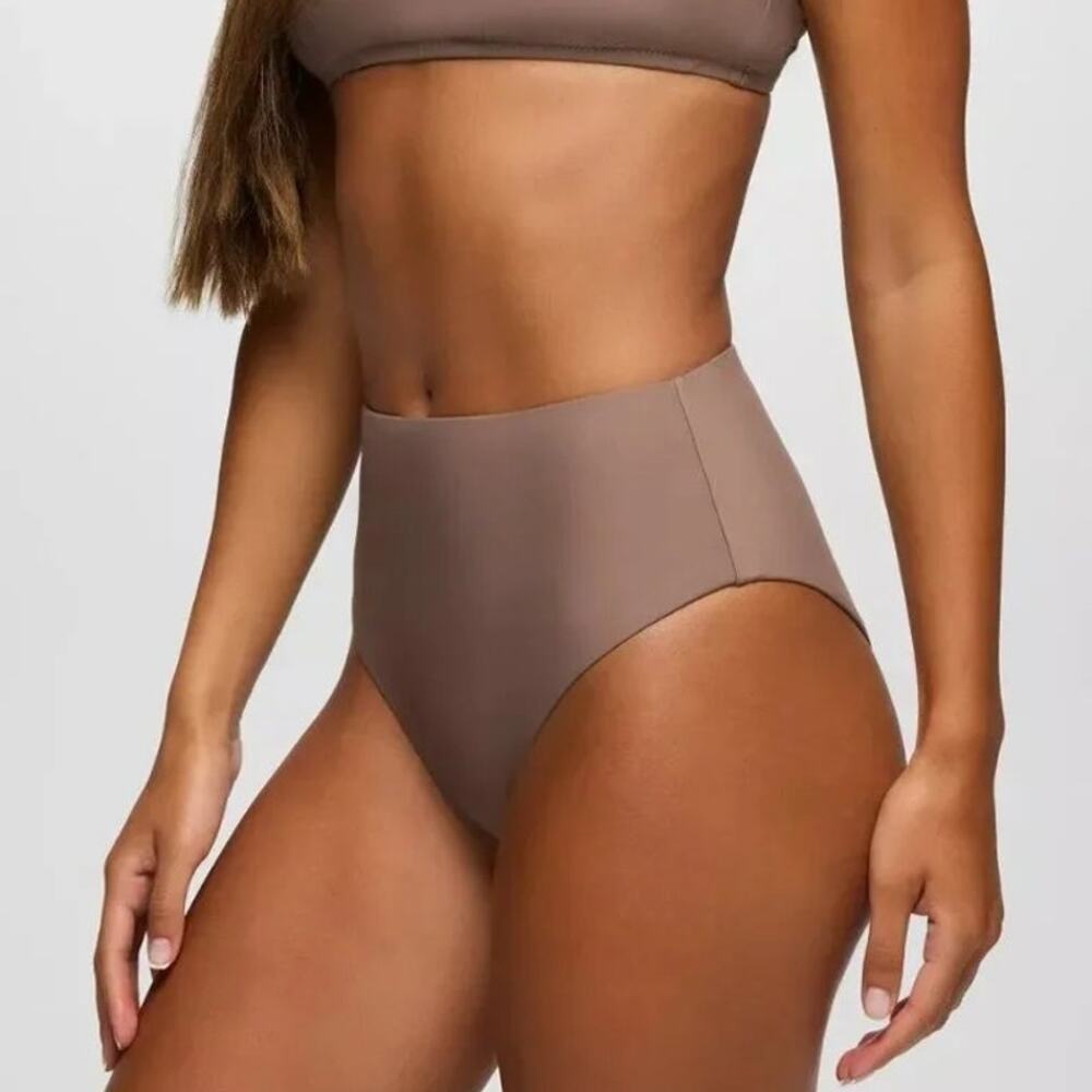 Prana Lahari High Rise Swim Bottom Women's XS Carob Cheeky Bikini Brief